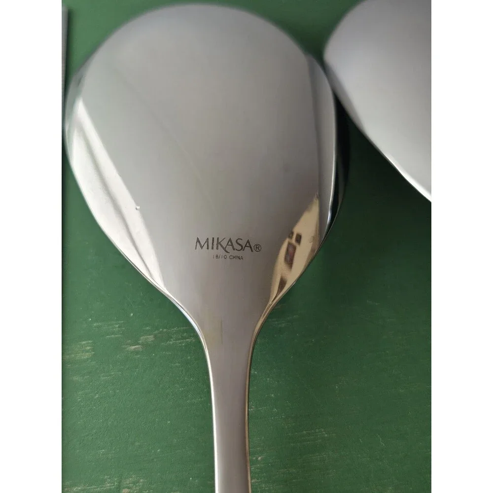 (2)Mikasa Stainless Steel Serving Or Salad Spoons 11 Inches Long